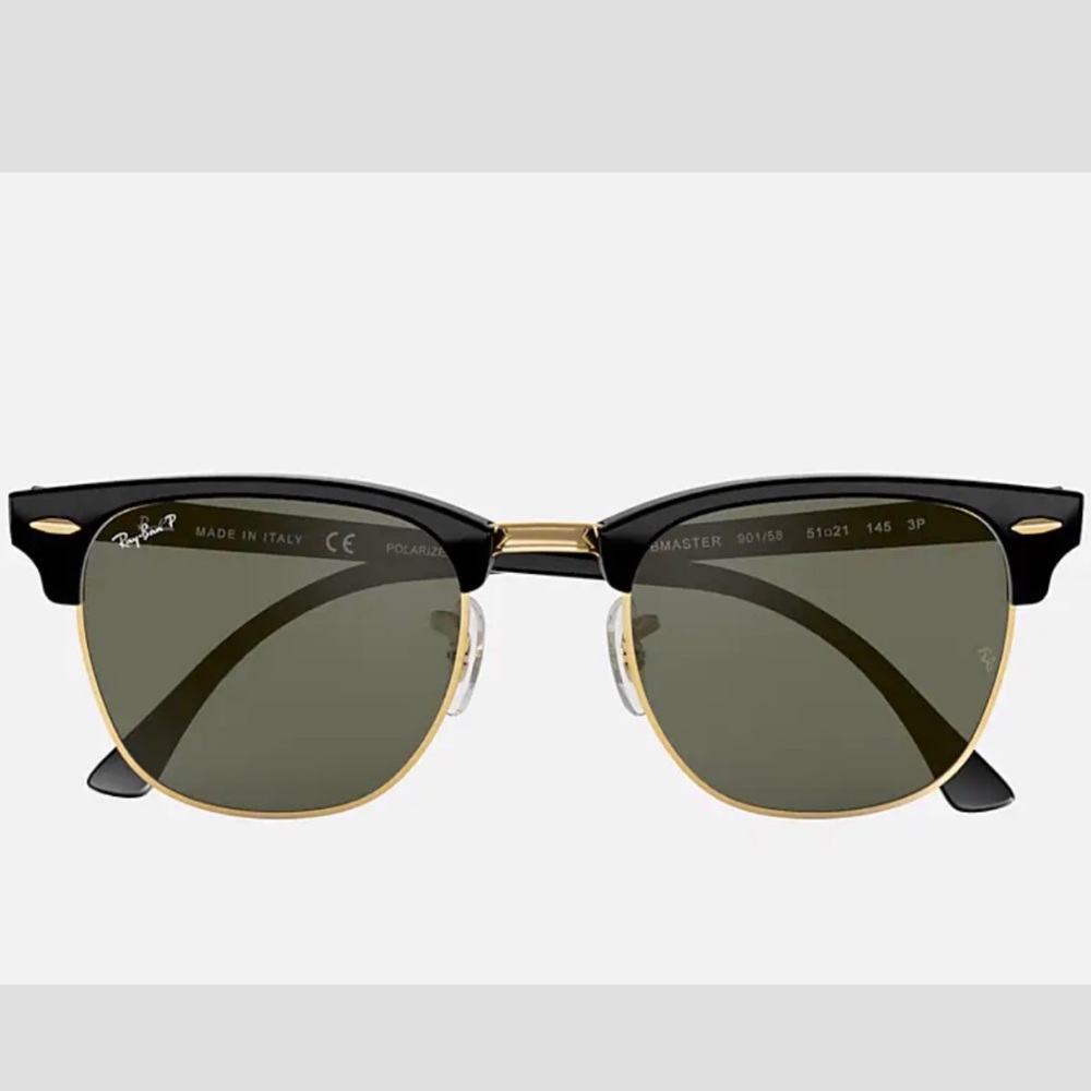 RAY-BAN CLUBMASTER CLASSIC SUNGLASSES BLACK & GOLD
